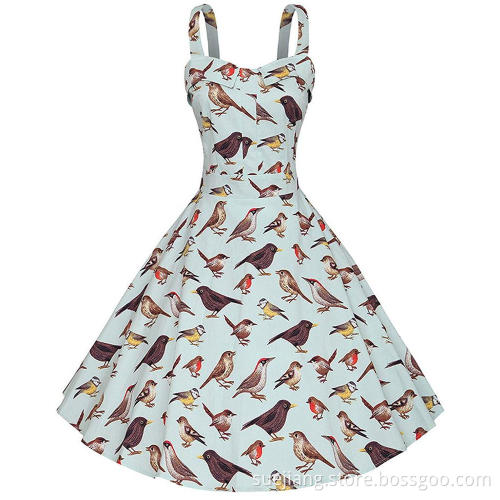 Women Vintage Retro Animal Print Pattern Dress